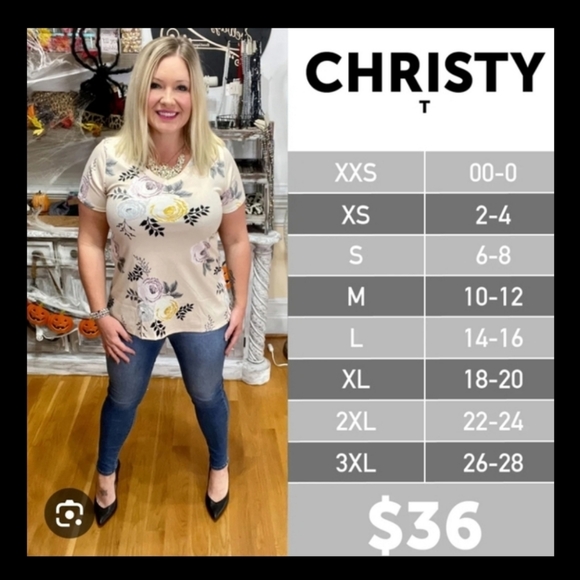 LuLaRoe Christy T Short Sleeve V-Neck Camouflage Soft & Stretchy Loose Fit Top - Picture 16 of 16
